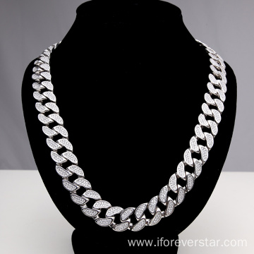 Diamond Bling Prong 925 Silver Cuban Chain